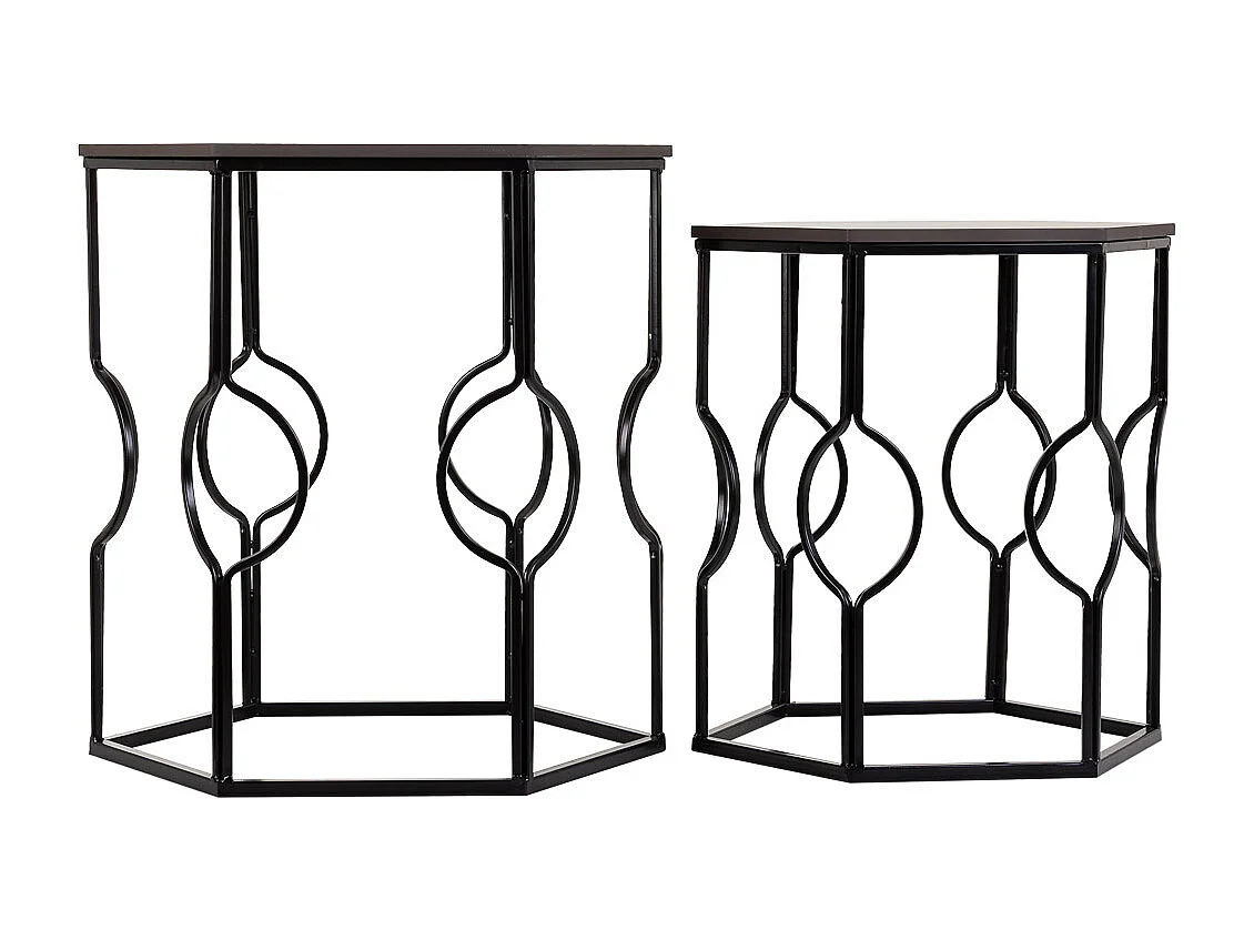 Mesas set 2pzas de metal negro 34x34x52h-39x39x57h cm