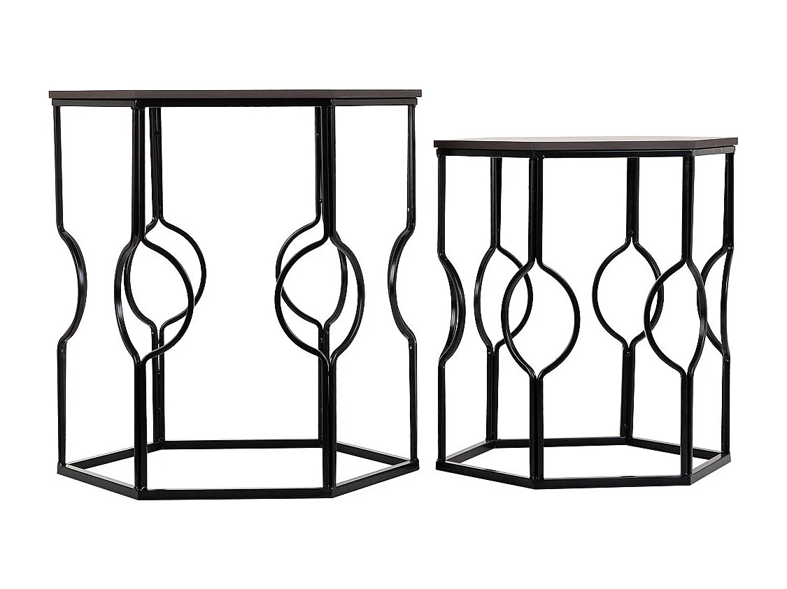Mesas set 2pzas de metal negro 34x34x52h-39x39x57h cm