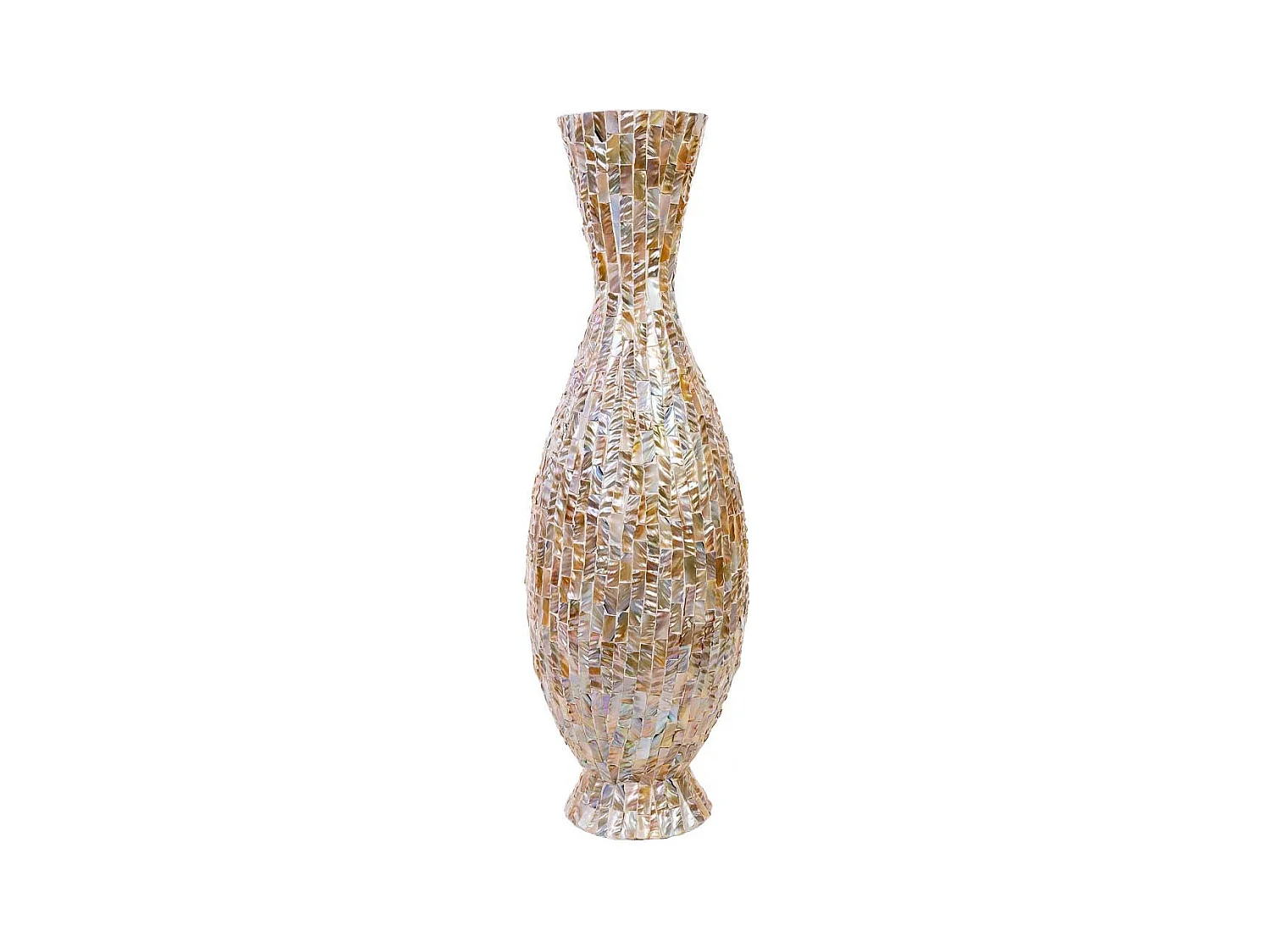 Vase en nacre marron et bois D28x91h cm