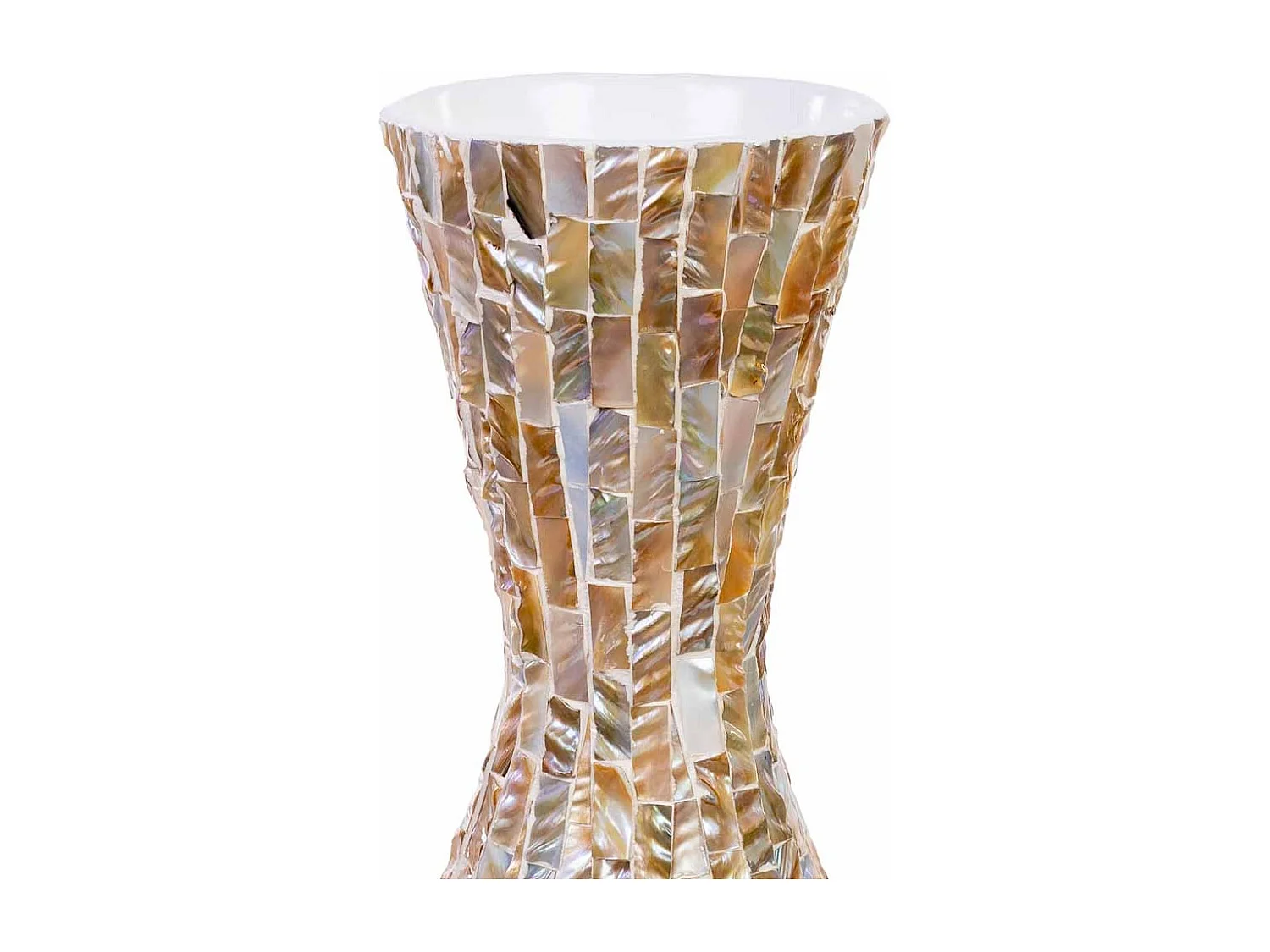 Vaso in madreperla marrone e legno D28x91h cm
