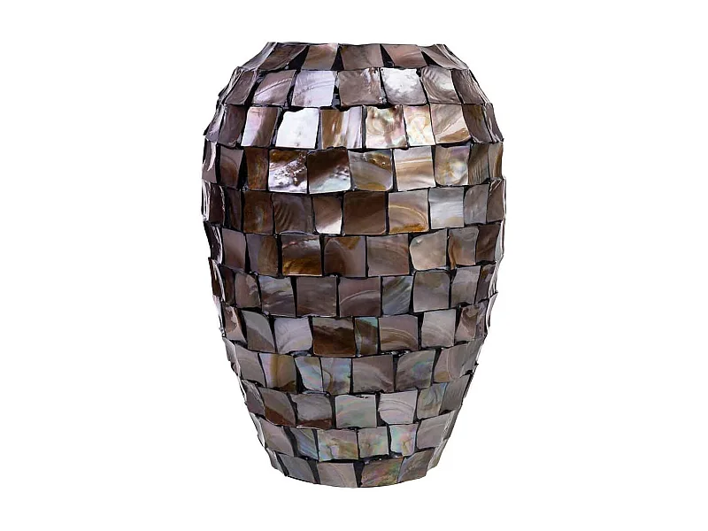 Vase en nacre marron et bois D24x35h cm