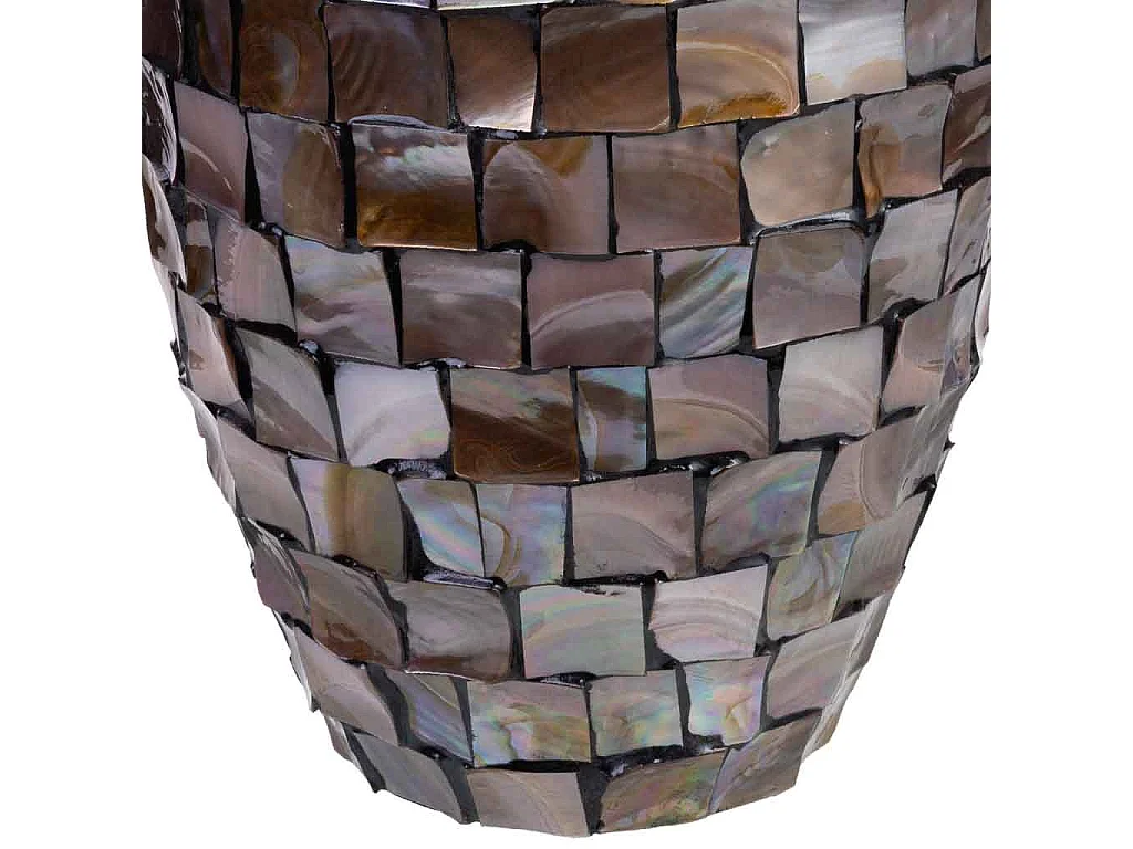 Vaso em madrepérola castanha e madeira D24x35h cm