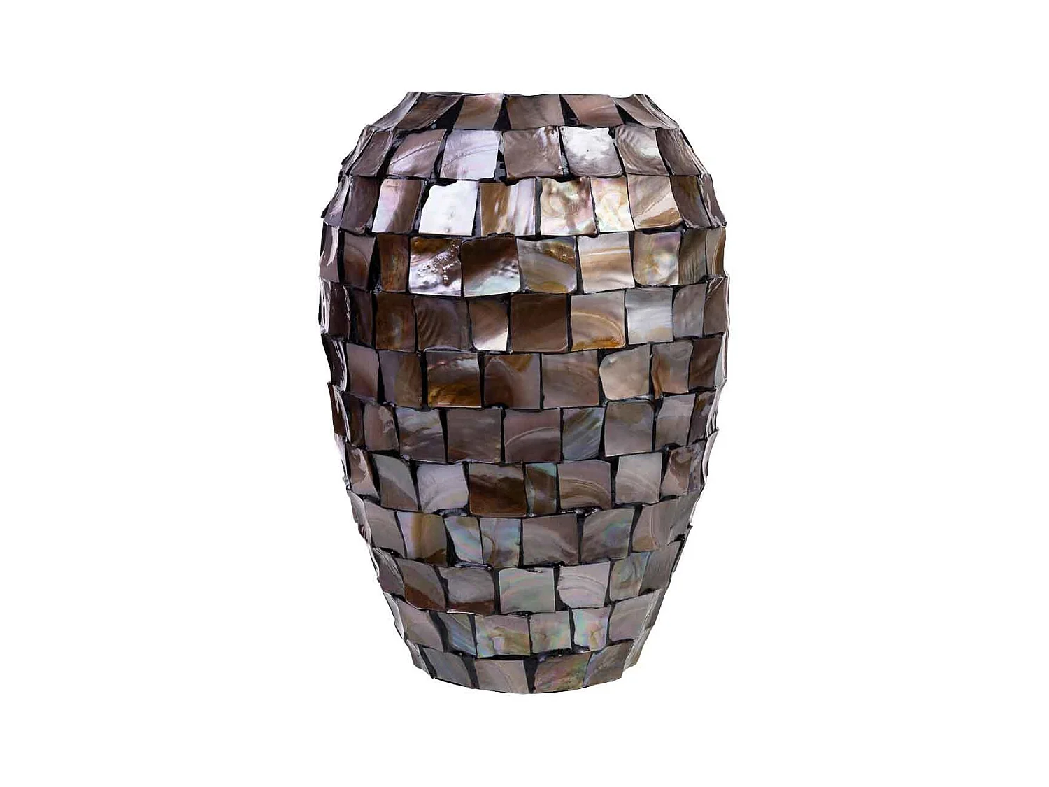 Vase en nacre marron et bois D24x35h cm