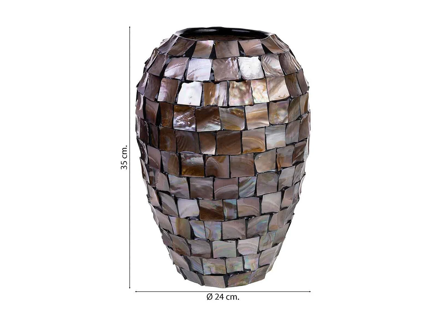 Jarrón de madera y madreperla marrón D24x35h cm