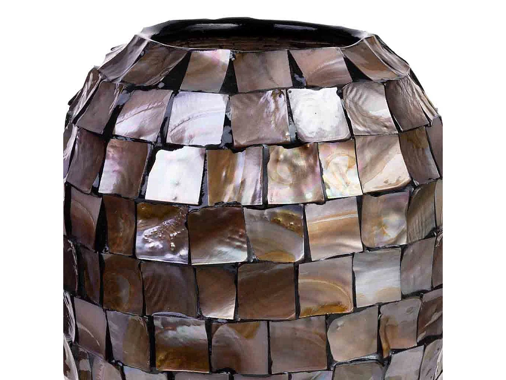 Jarrón de madera y madreperla marrón D24x35h cm