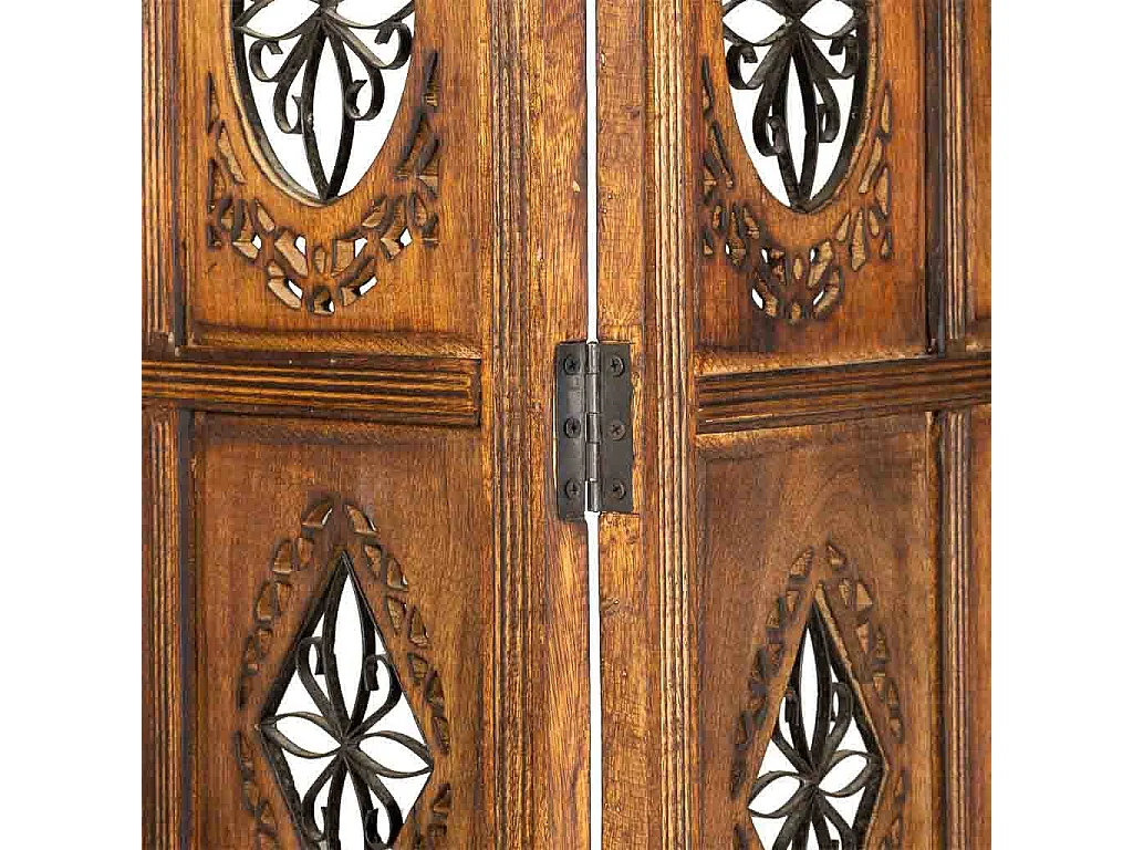 Biombo de madera artesanal marrón 50(x4)x2,5x180