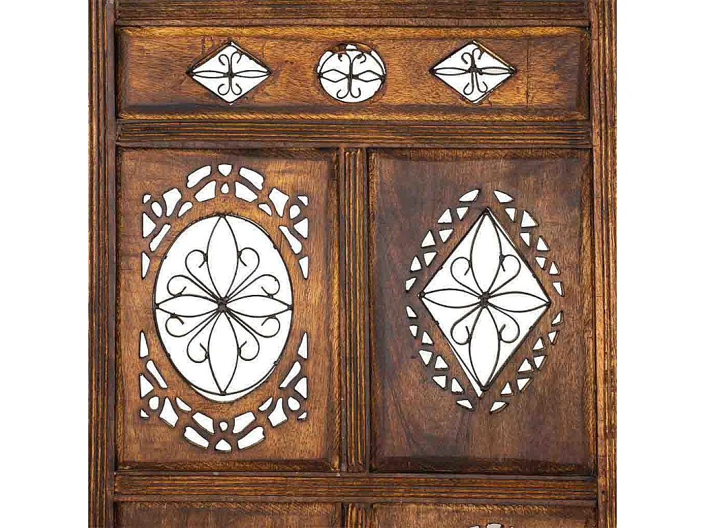 Biombo de madera artesanal marrón 50(x4)x2,5x180