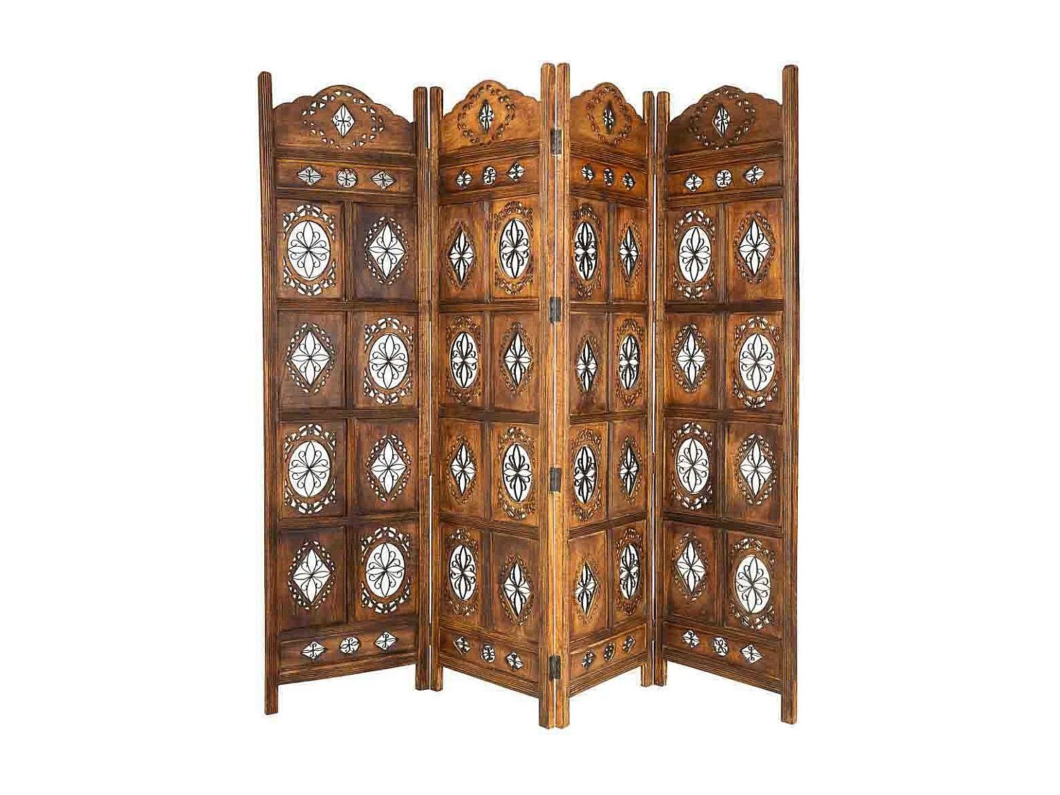 Paravento in legno fatto a mano marrone 50(x4)x2,5x180h