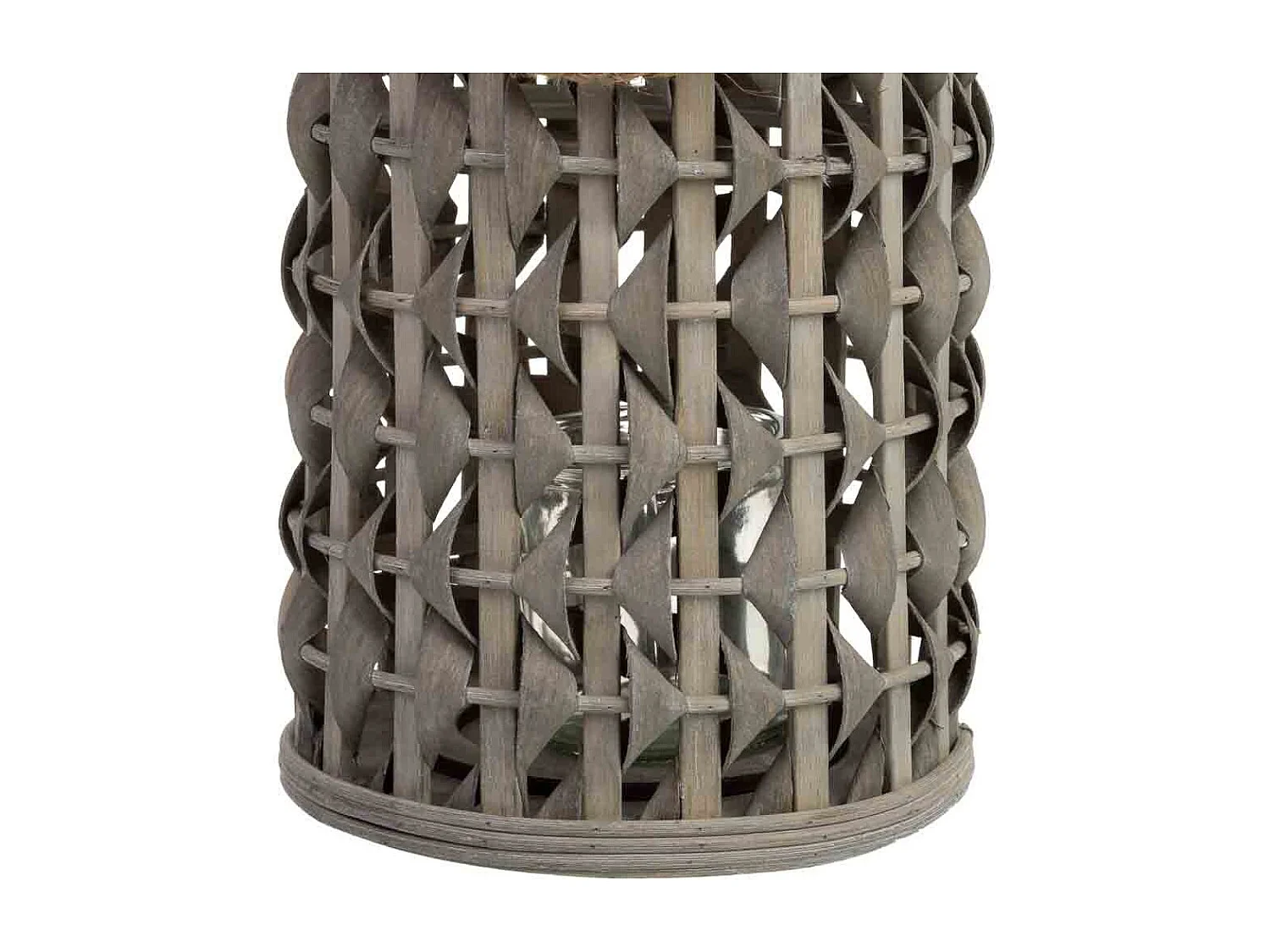 Lanterna em bambu e madeira com porta-velas em vidro D18x34h cm