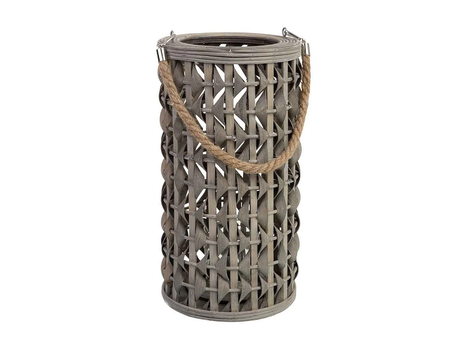 Lanterna em bambu e madeira com porta-velas em vidro D18x34h cm