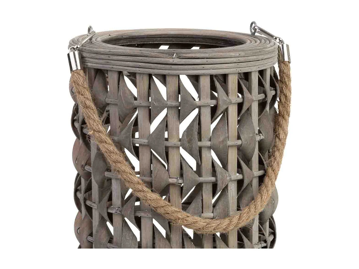 Laterne aus Bambus und Holz mit Kerzenhalter aus Glas D18x34h cm