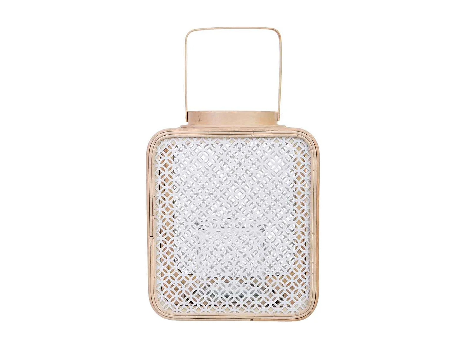 Lanterna em vime e metal com vidro 24x19x28h cm