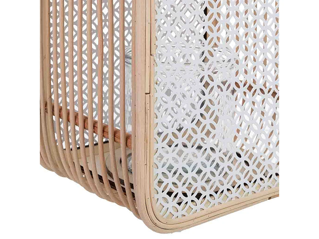 Lanterna em vime e metal com vidro 24x19x28h cm