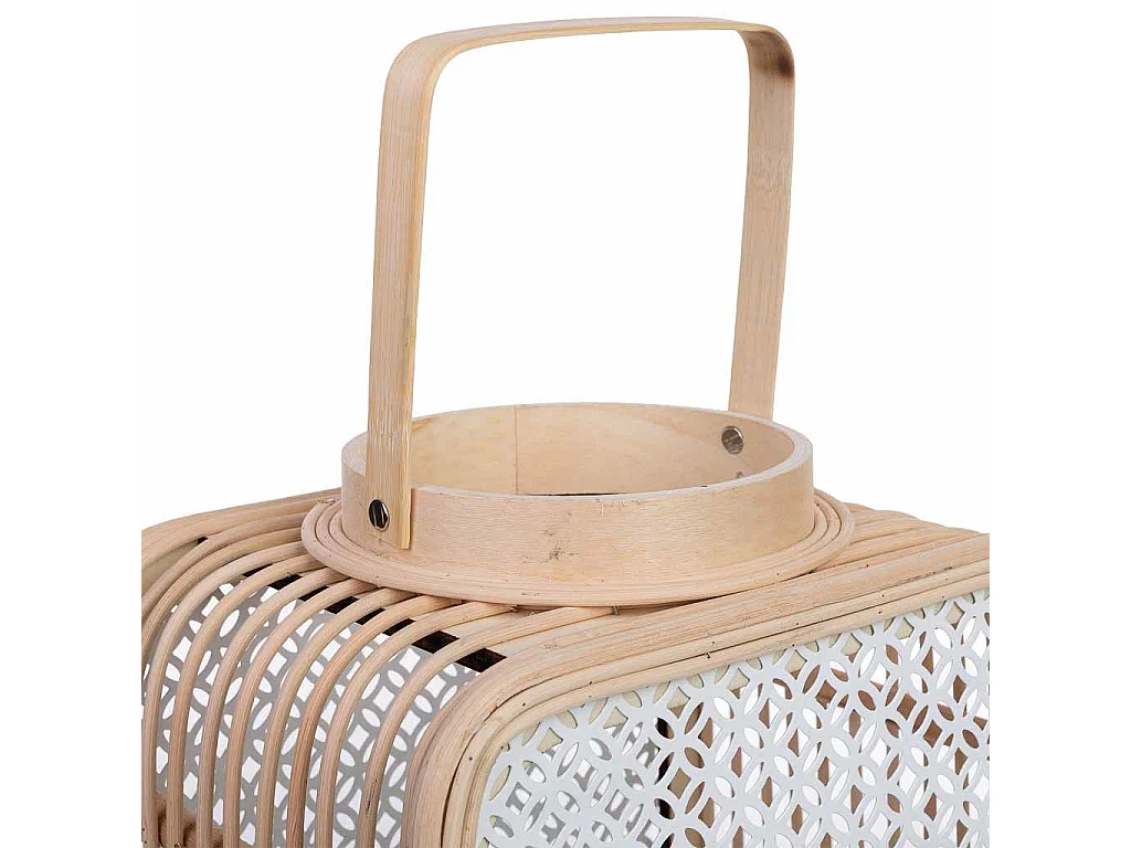 Lanterna em vime e metal com vidro 24x19x28h cm
