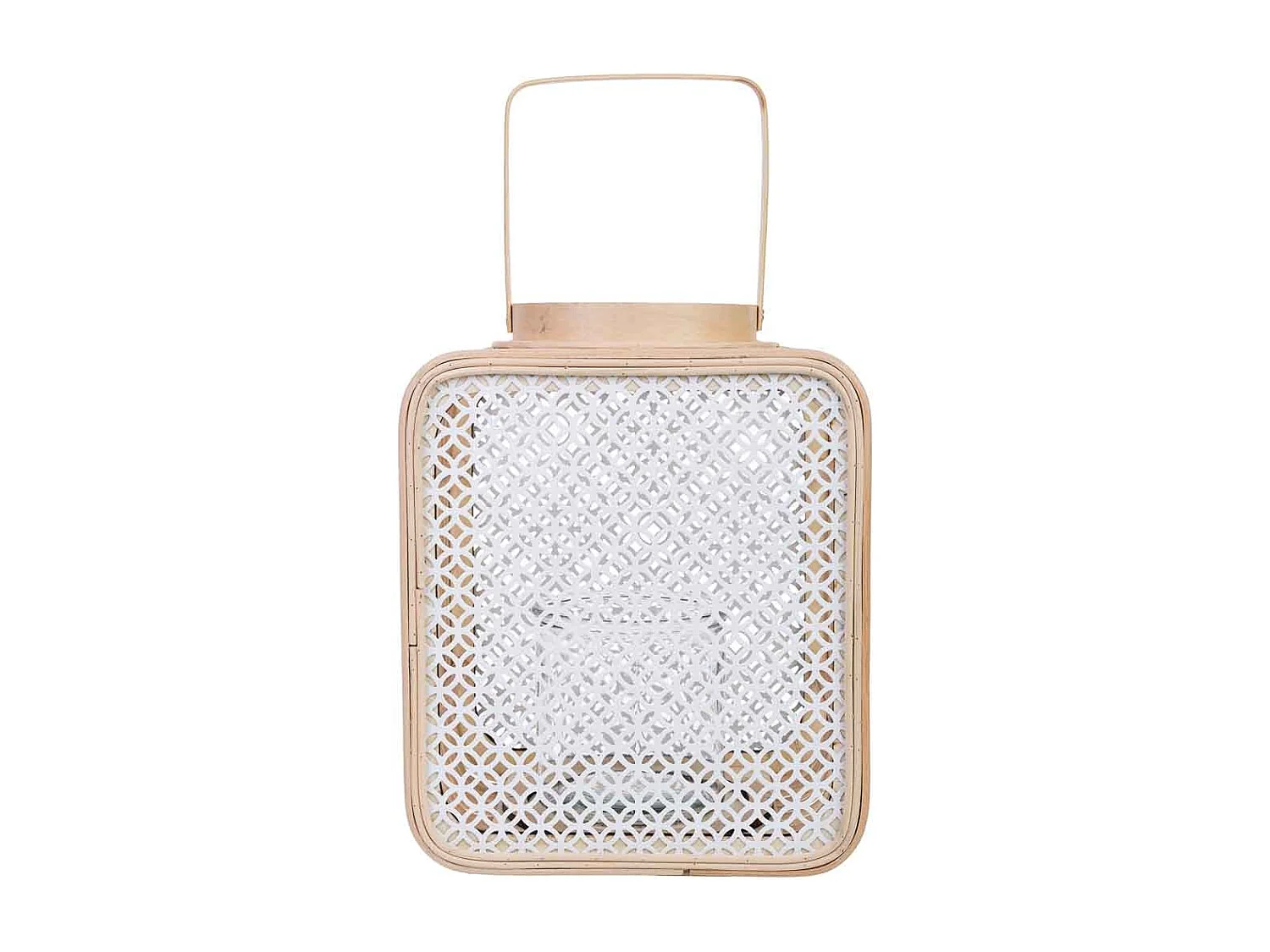 Laterne aus Rattan und Metall mit Glas 24x19x28h cm