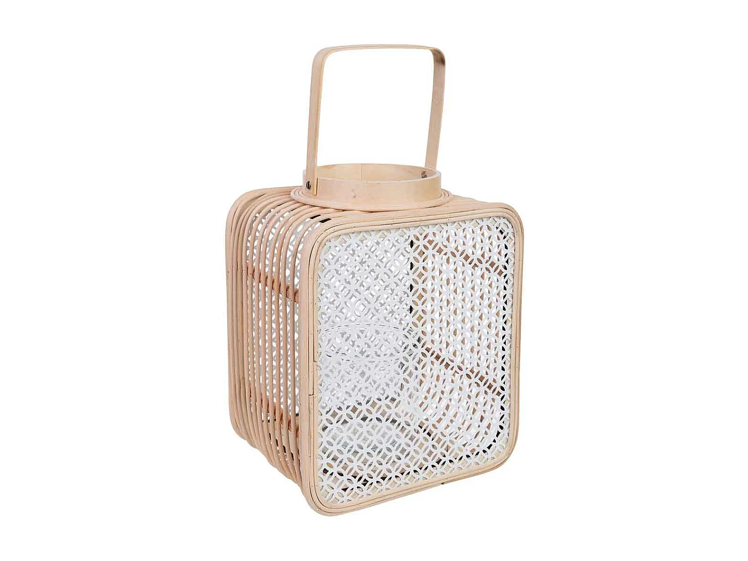 Laterne aus Rattan und Metall mit Glas 24x19x28h cm