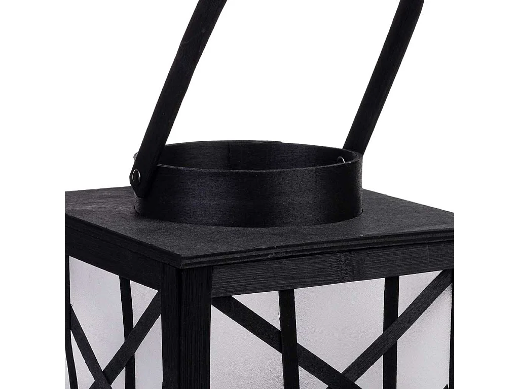 Lanterna em plástico e madeira com vela a pilhas D19,5x31,5/46h cm