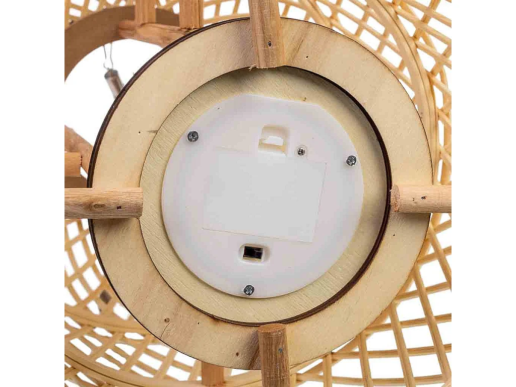 Lanterne en bambou et bois avec poignée en corde et bougie à piles