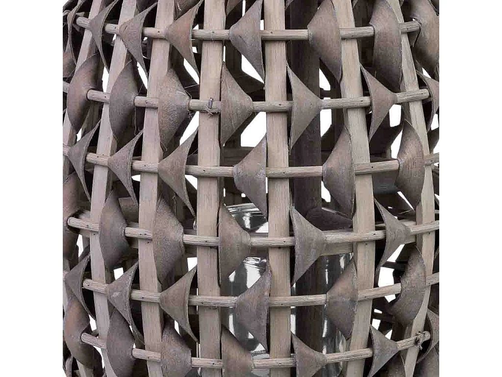 Lanterna em bambu e madeira com porta-velas em vidro D21x38h cm