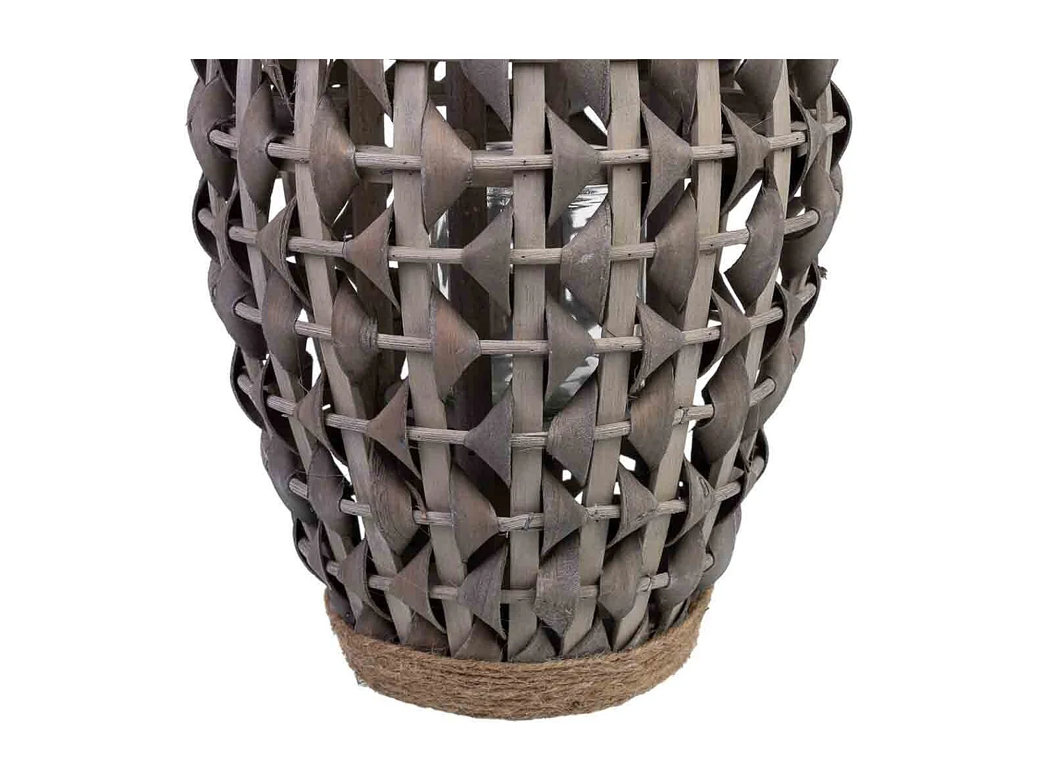 Laterne aus Bambus und Holz mit Kerzenhalter aus Glas D21x38h cm