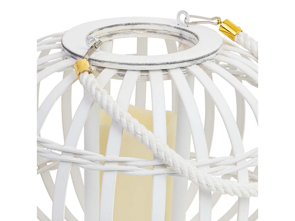 Lanterna em bambu e madeira com vela a pilhas D27x20h cm