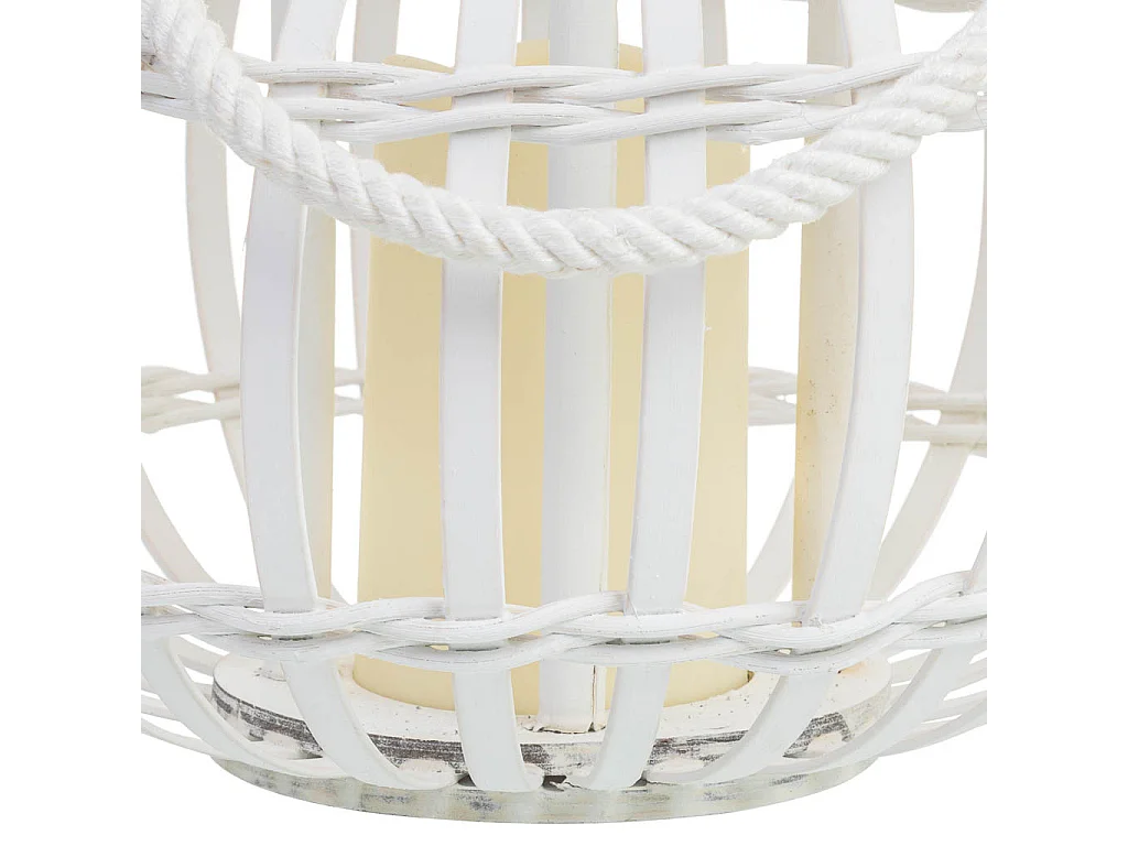 Lanterna in bambù e legno con candela a batteria D27x20h cm