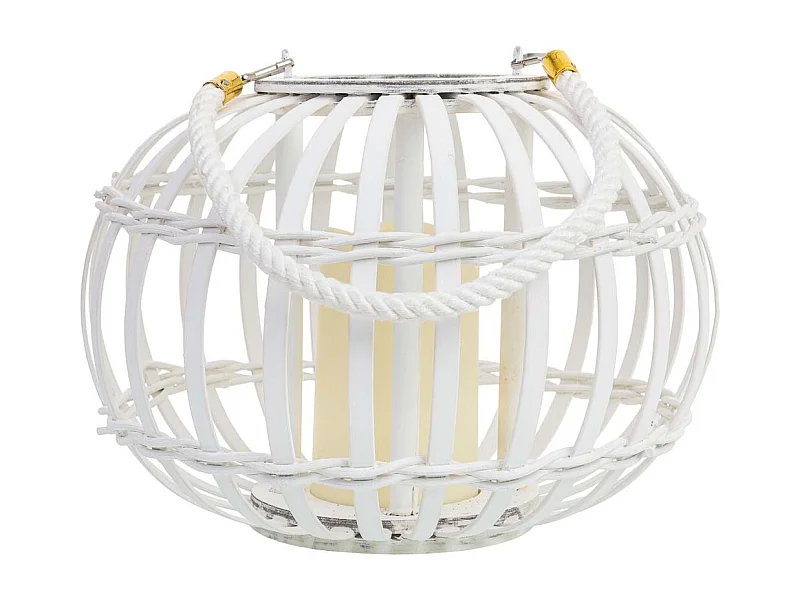 Lanterna em bambu e madeira com vela a pilhas D27x20h cm