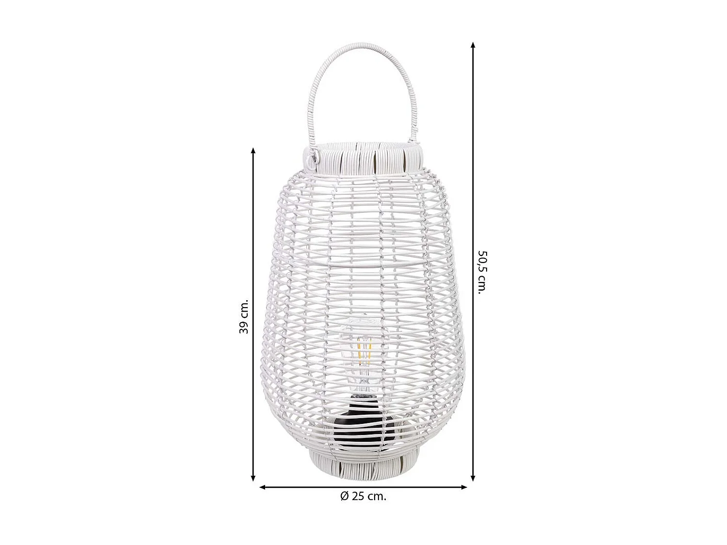 Lanterna em metal e plástico com luz a pilhas D25x39/50,5h cm