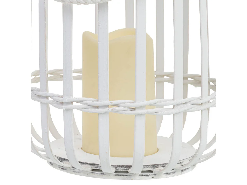 Farol de bambú con vela a pilas blanco D20x28h cm