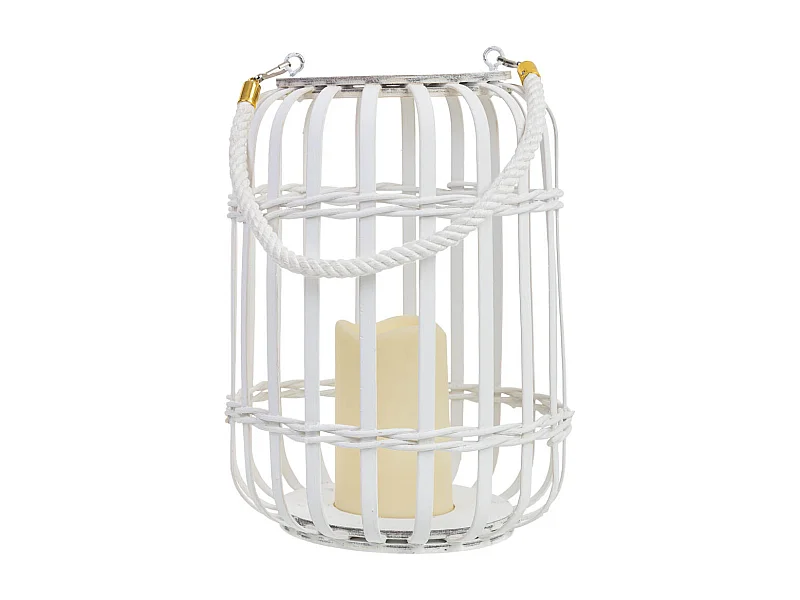 Lanterna em bambu com vela branca a pilhas 20x28a cm