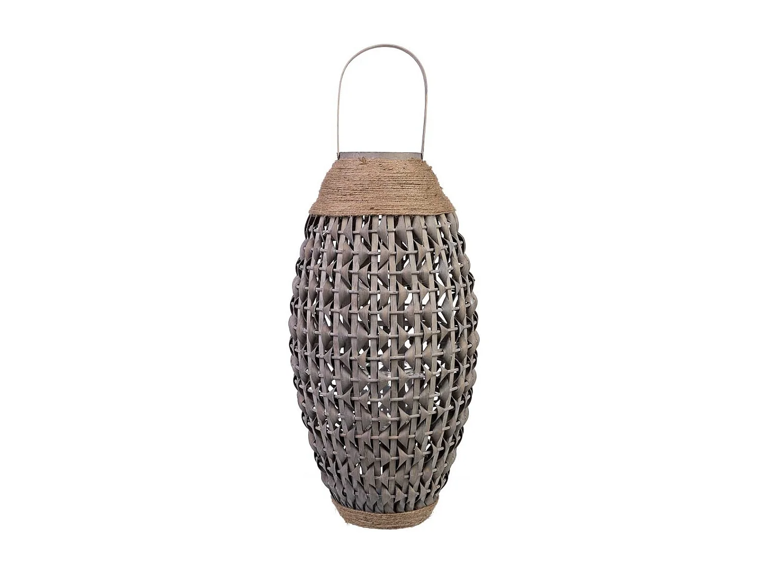 Lanterna em bambu e madeira com porta-velas em vidro D29x55h cm
