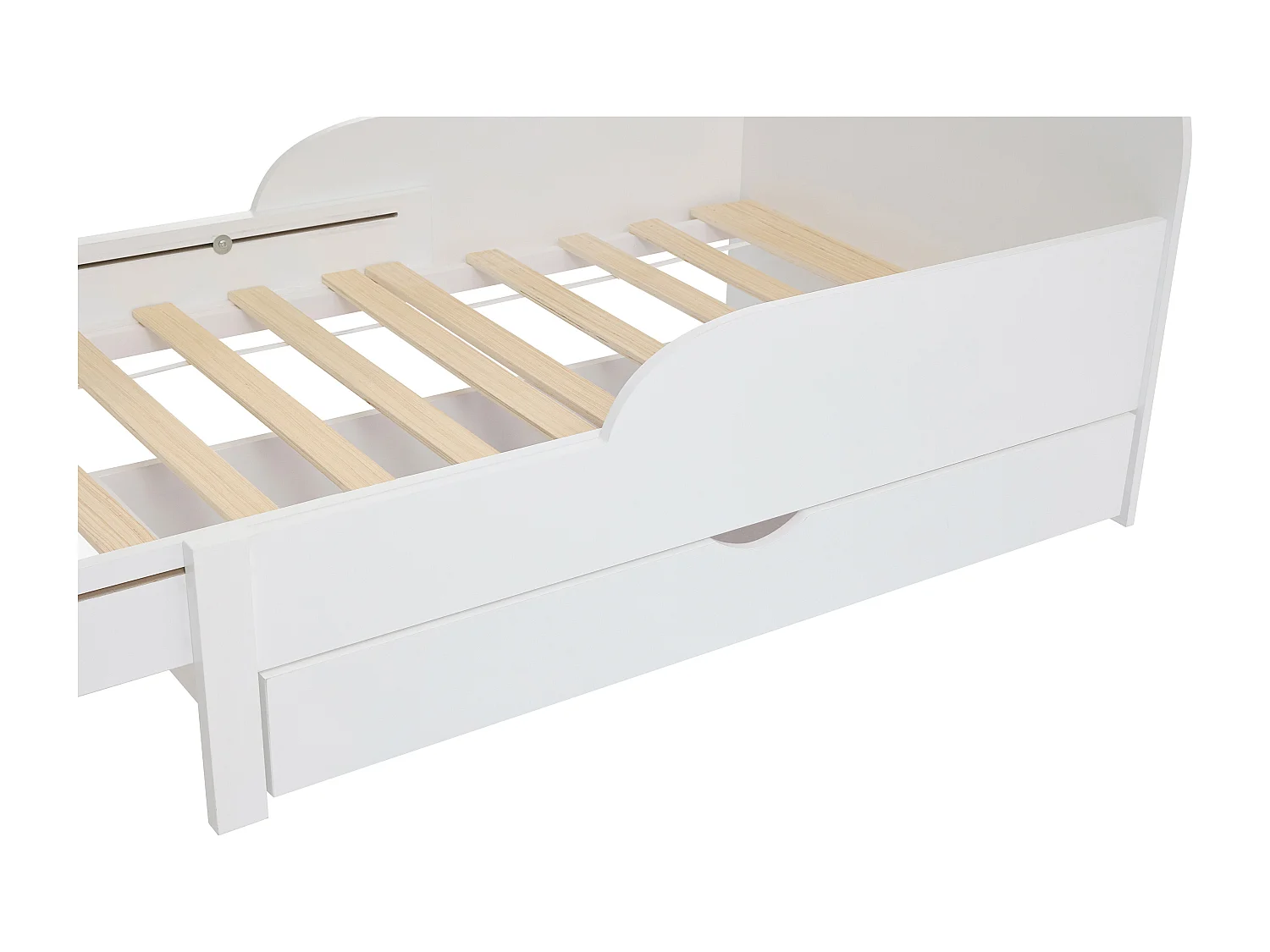 Letto evolutivo 90 x 140/170/200 cm con cassetto Abete e MDF Bianco + Materasso  - TEONIA