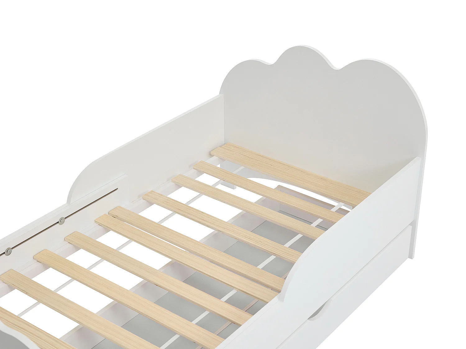 Letto evolutivo 90 x 140/170/200 cm con cassetto Abete e MDF Bianco + Materasso  - TEONIA