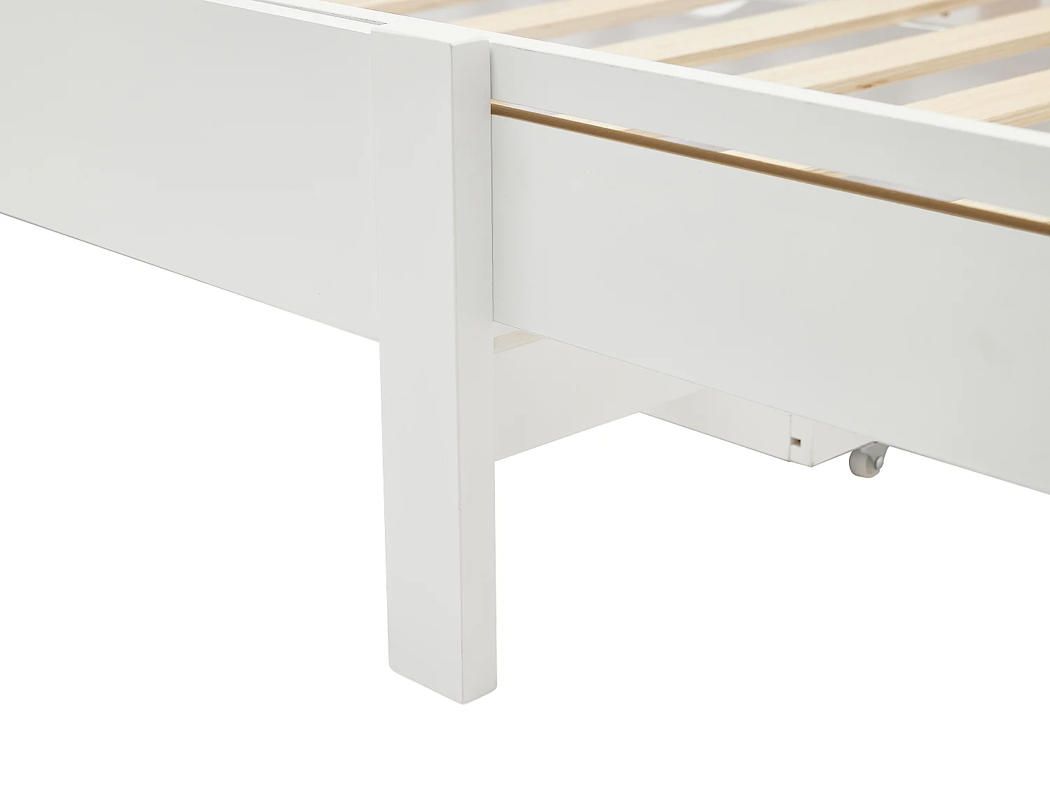 Letto evolutivo 90 x 140/170/200 cm con cassetto Abete e MDF Bianco + Materasso  - TEONIA