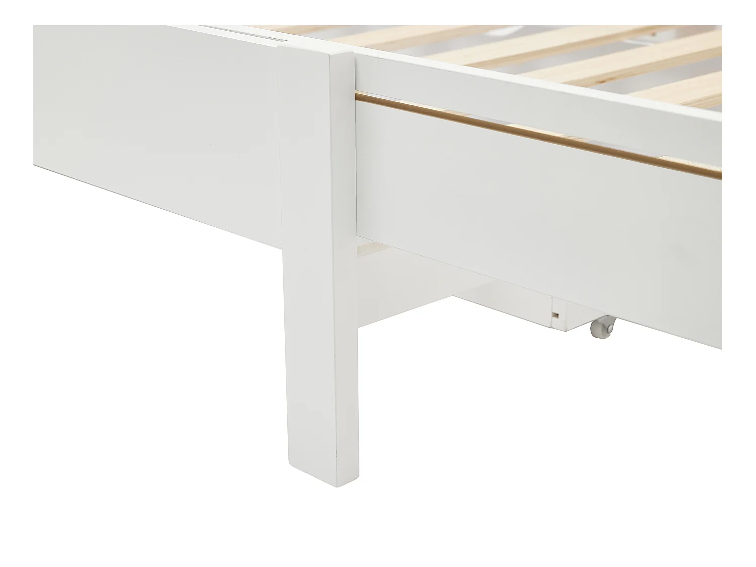Letto evolutivo 90 x 140/170/200 cm con cassetto Abete e MDF Bianco + Materasso  - TEONIA
