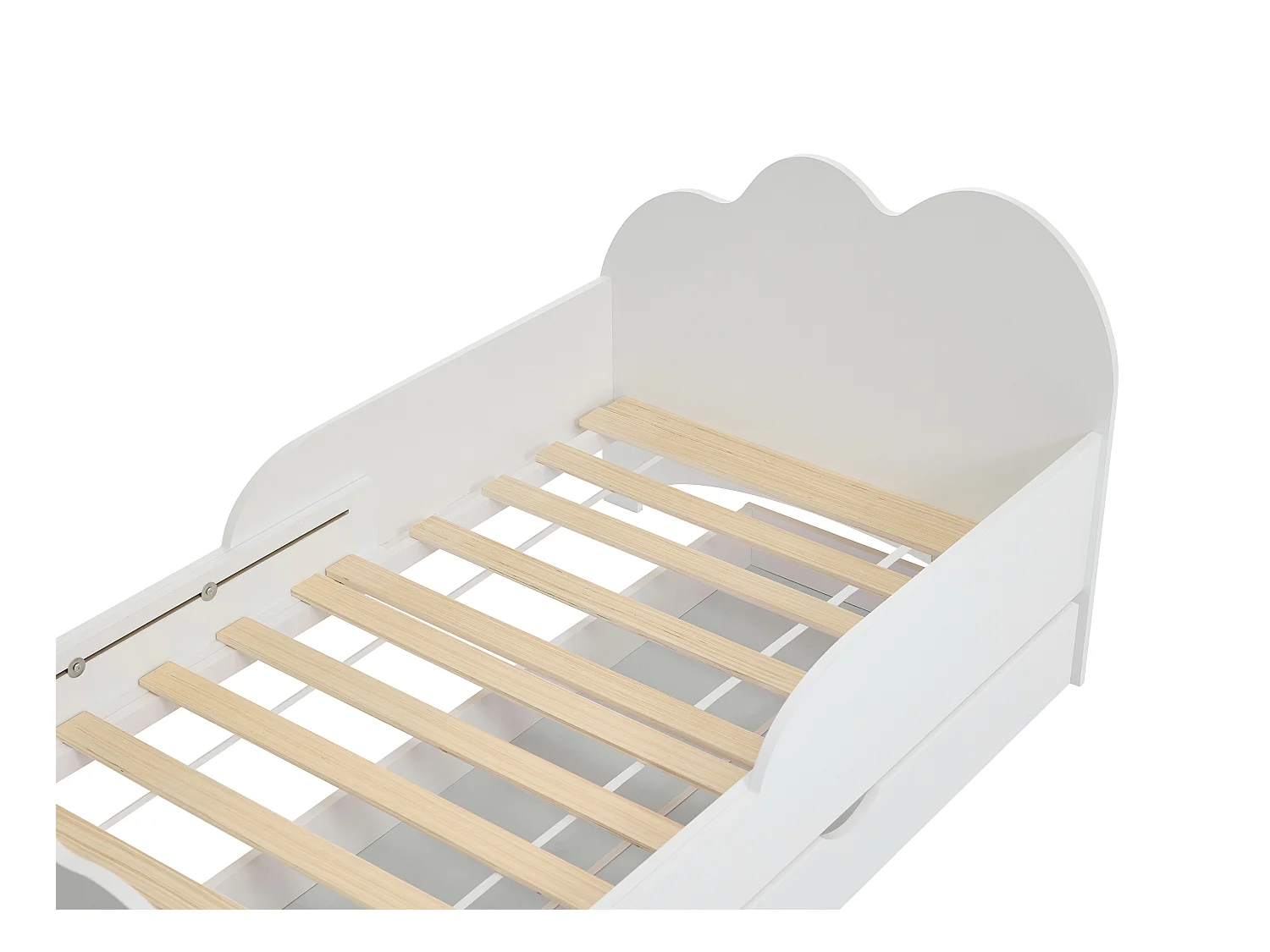 Letto evolutivo 90 x 140/170/200 cm con cassetto Abete e MDF Bianco + Materasso  - TEONIA