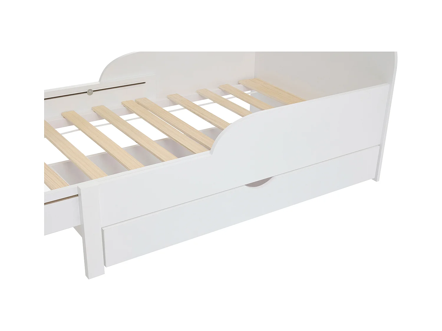 Letto evolutivo 90 x 140/170/200 cm con cassetto Abete e MDF Bianco + Materasso  - TEONIA