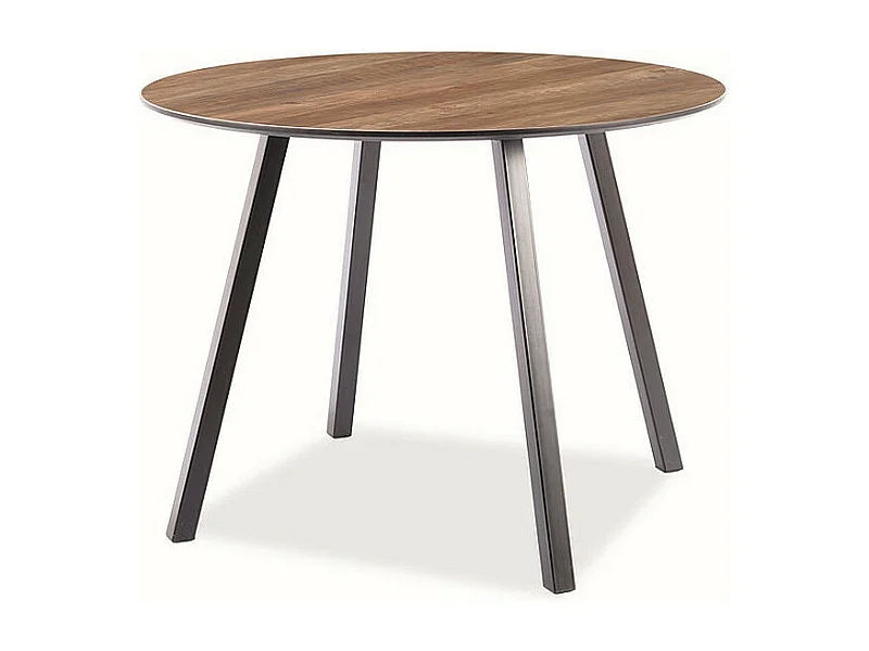Table à manger ronde 4 couverts OAKLAND - Beige / Noir - D 100 x H 75 cm