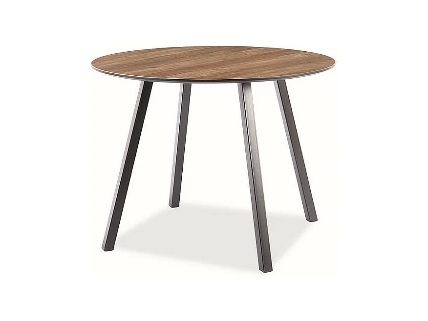 Table à manger ronde 4 couverts OAKLAND - Beige / Noir - D 100 x H 75 cm