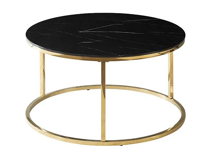 Ława SABINE 80x80 czarny marmur/złota
