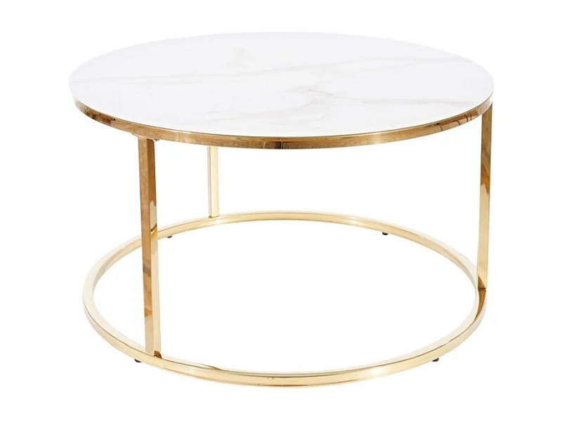 Ława SABINE 80x80 biały marmur/złota