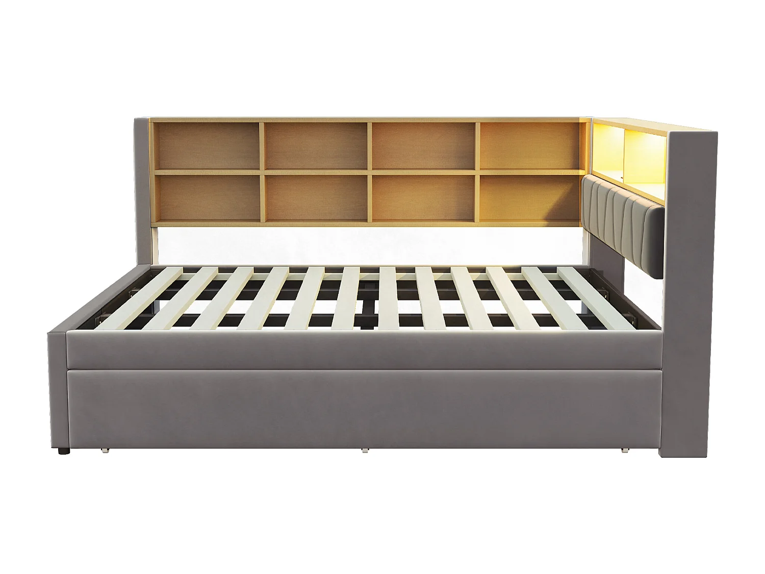 Sofá cama 140x200 - con cama nido 90x190 cm - con puerto USB - almacenaje múltiple - cama tapizada - Gris oscuro (colchón no incluido)