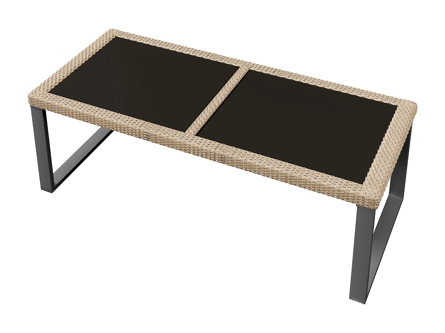 Ensemble de salle à manger de jardin pour 6 personnes - 6 fauteuils - 1 table - structure en fer galvanisé - en tissu amovibles et lavables - brun