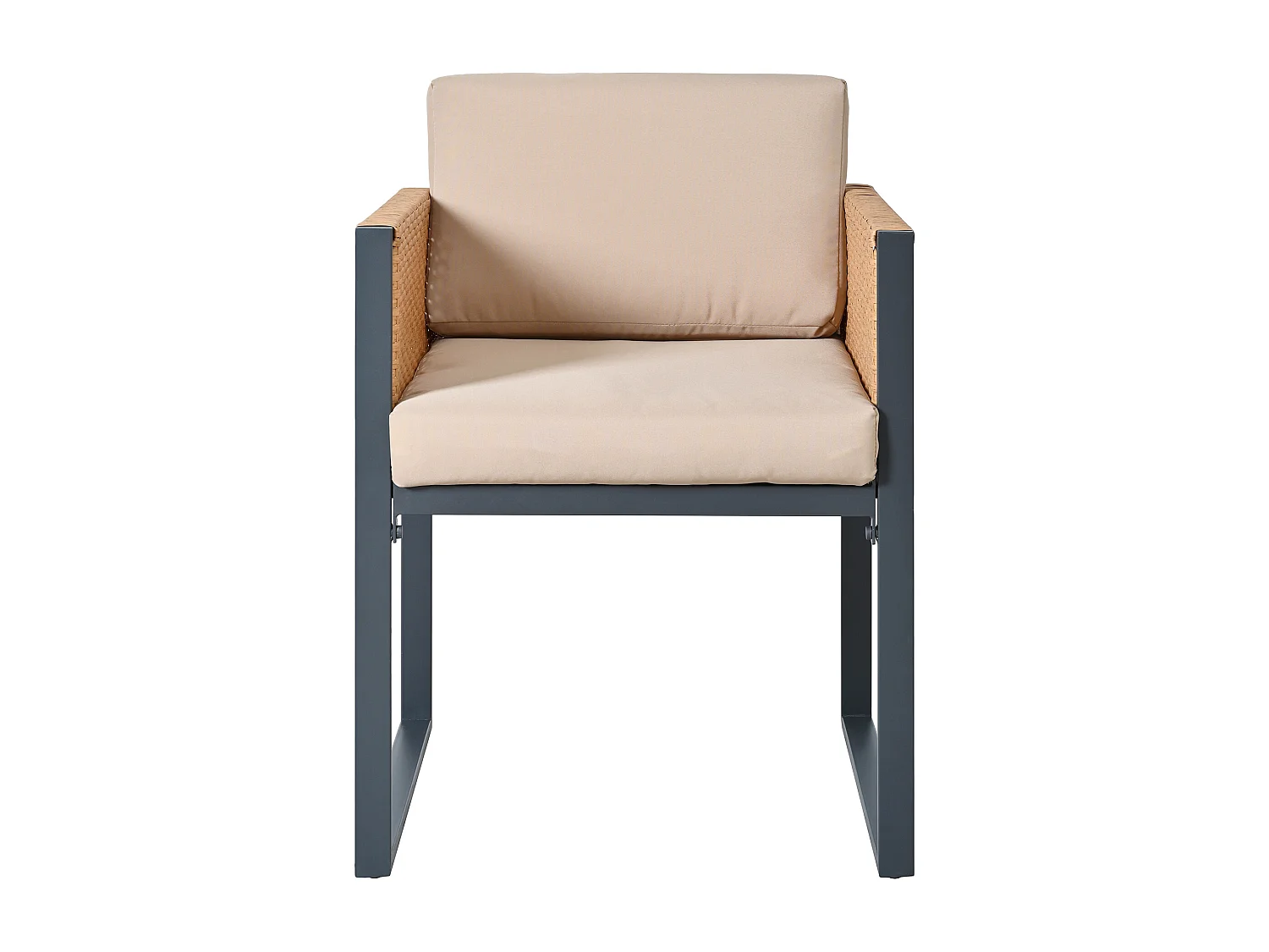 Ensemble de salle à manger de jardin pour 6 personnes - 6 fauteuils - 1 table - structure en fer galvanisé - en tissu amovibles et lavables - brun