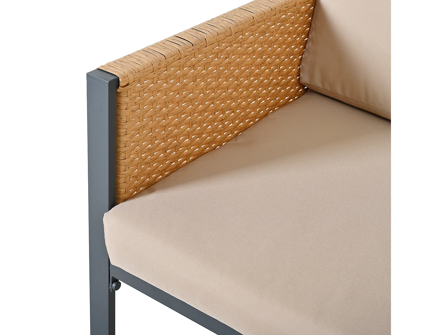 Ensemble de salle à manger de jardin pour 6 personnes - 6 fauteuils - 1 table - structure en fer galvanisé - en tissu amovibles et lavables - brun