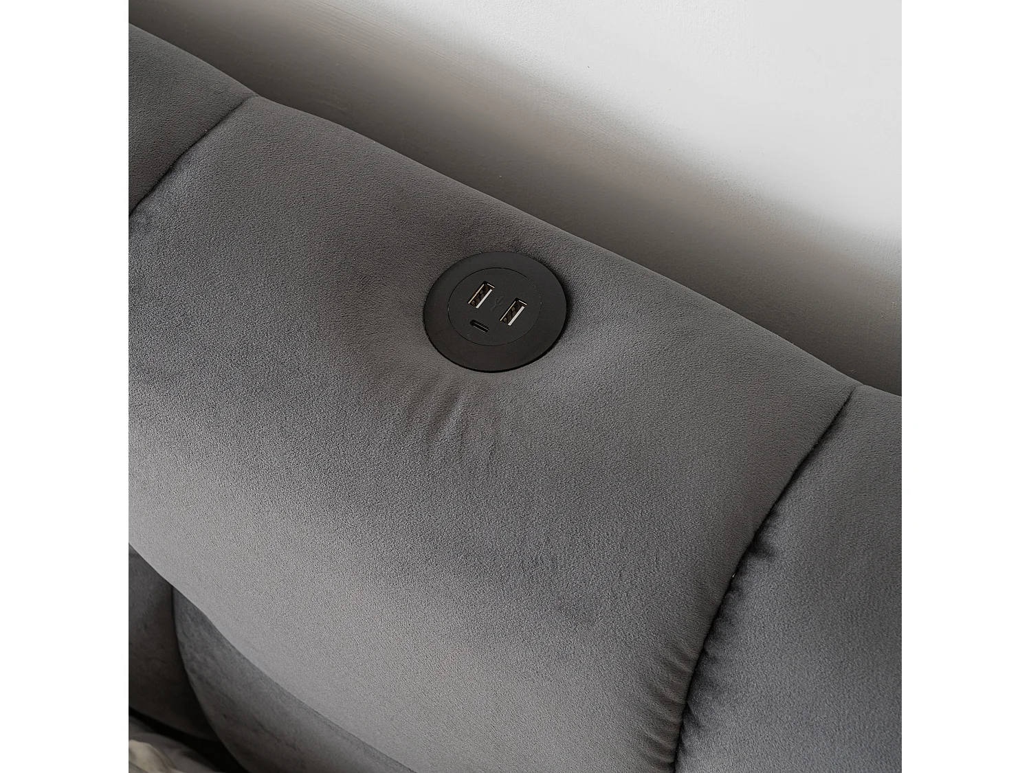 Lit rembourré coffre 140x200cm - avec 3 tiroirs - avec tête de lit réglable - avec 3 ports de charge - velours - gris (matelas non inclus)
