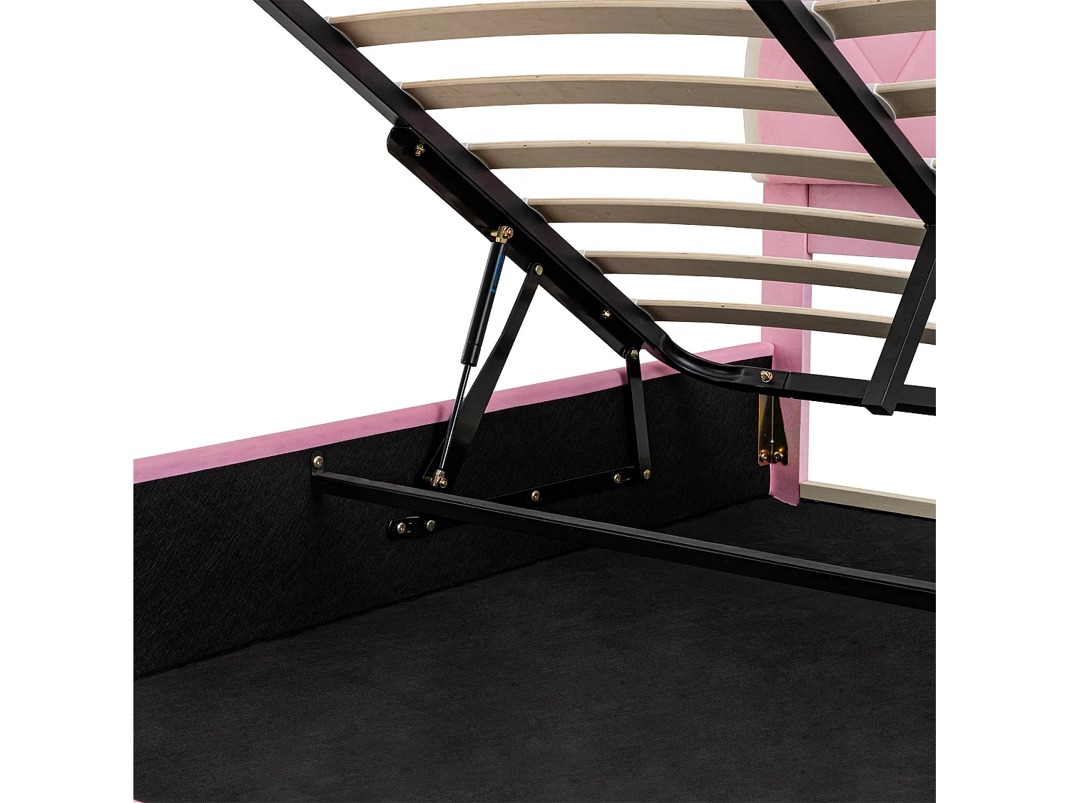 Cama de casal para crianças 140x200 cm - cabeceira elevável - estrutura de metal com ripas - veludo - rosa (colchão não incluído)