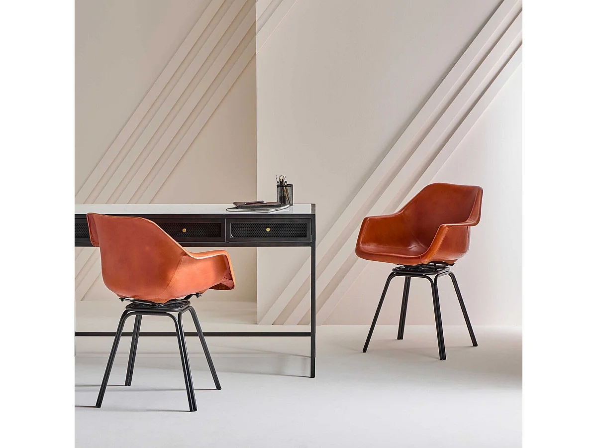 Drehbarer Bridge-Stuhl aus Leder L44 cm - ROCKIE