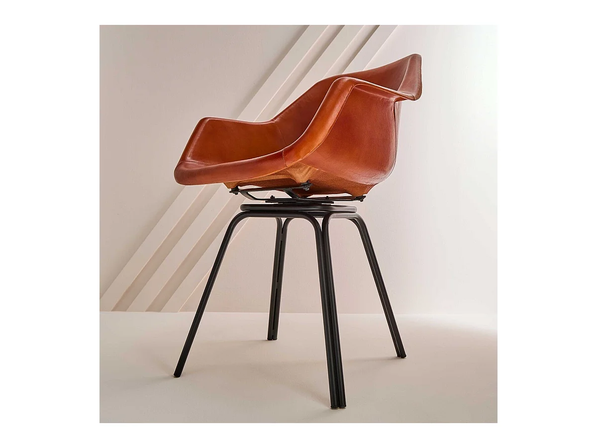 Drehbarer Bridge-Stuhl aus Leder L44 cm - ROCKIE