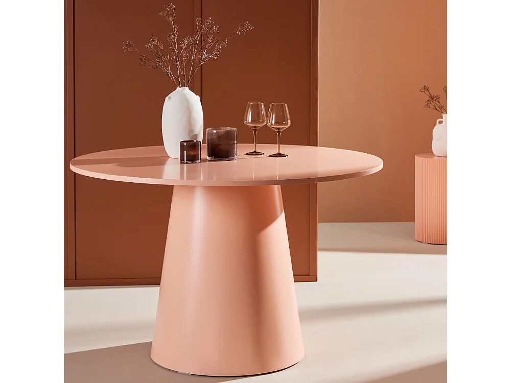 Lanzo eetkamertafel Ø120cm perzikkleurig.